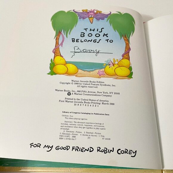 Vtg 1988 Guy Gilchrists Tiny Dinos Playing Together A Book of Everyday Feelings - Picture 9 of 16